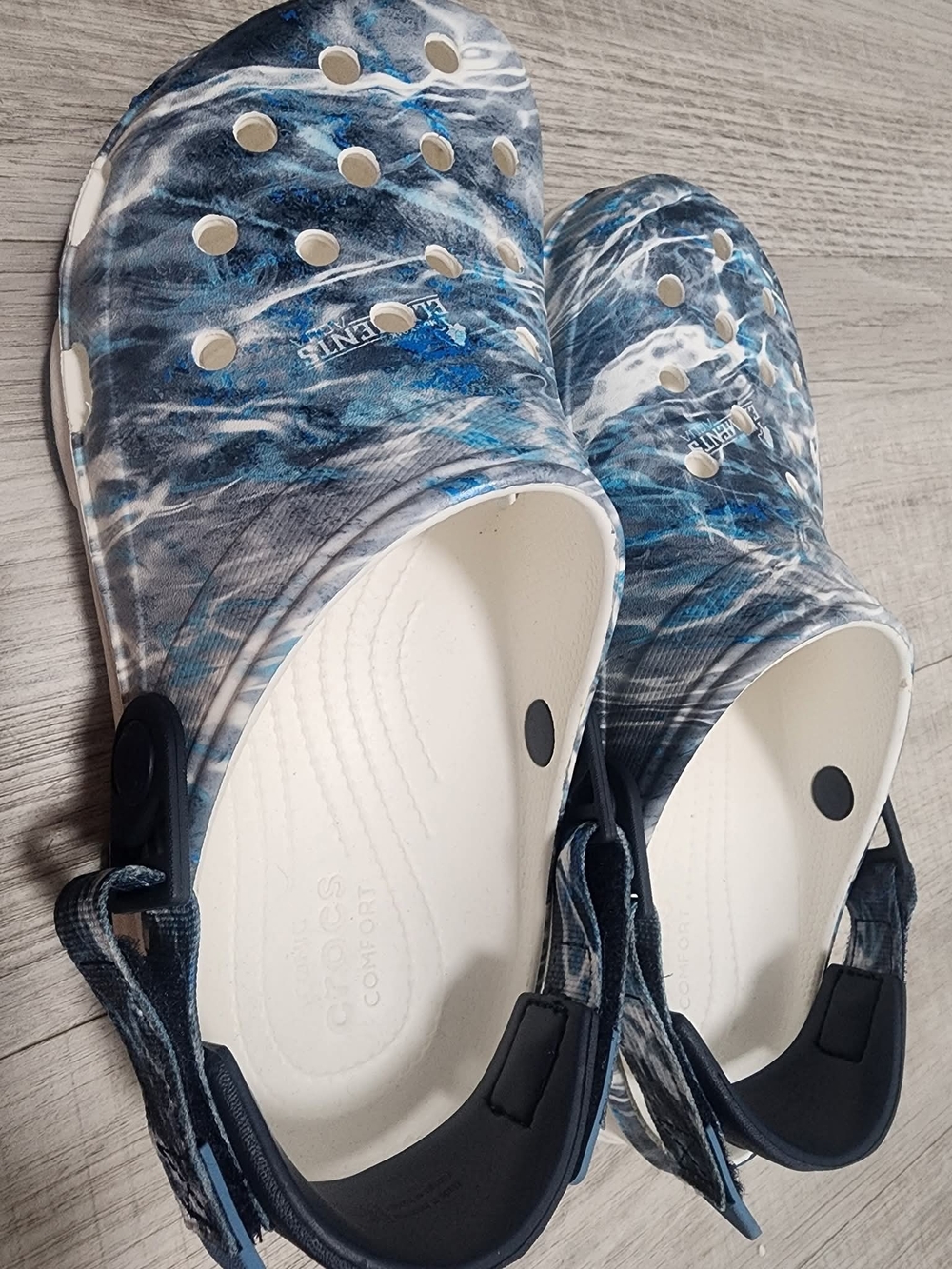 CROCS Women's Blue Marble Classic Clog with White Footbed
